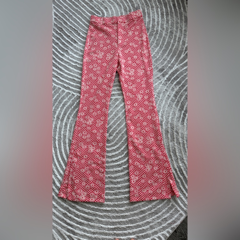 Zara floral bell bottom split side leg pants - Picture 2 of 4